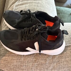 Veja Black Athletic Sneakers with White Logo